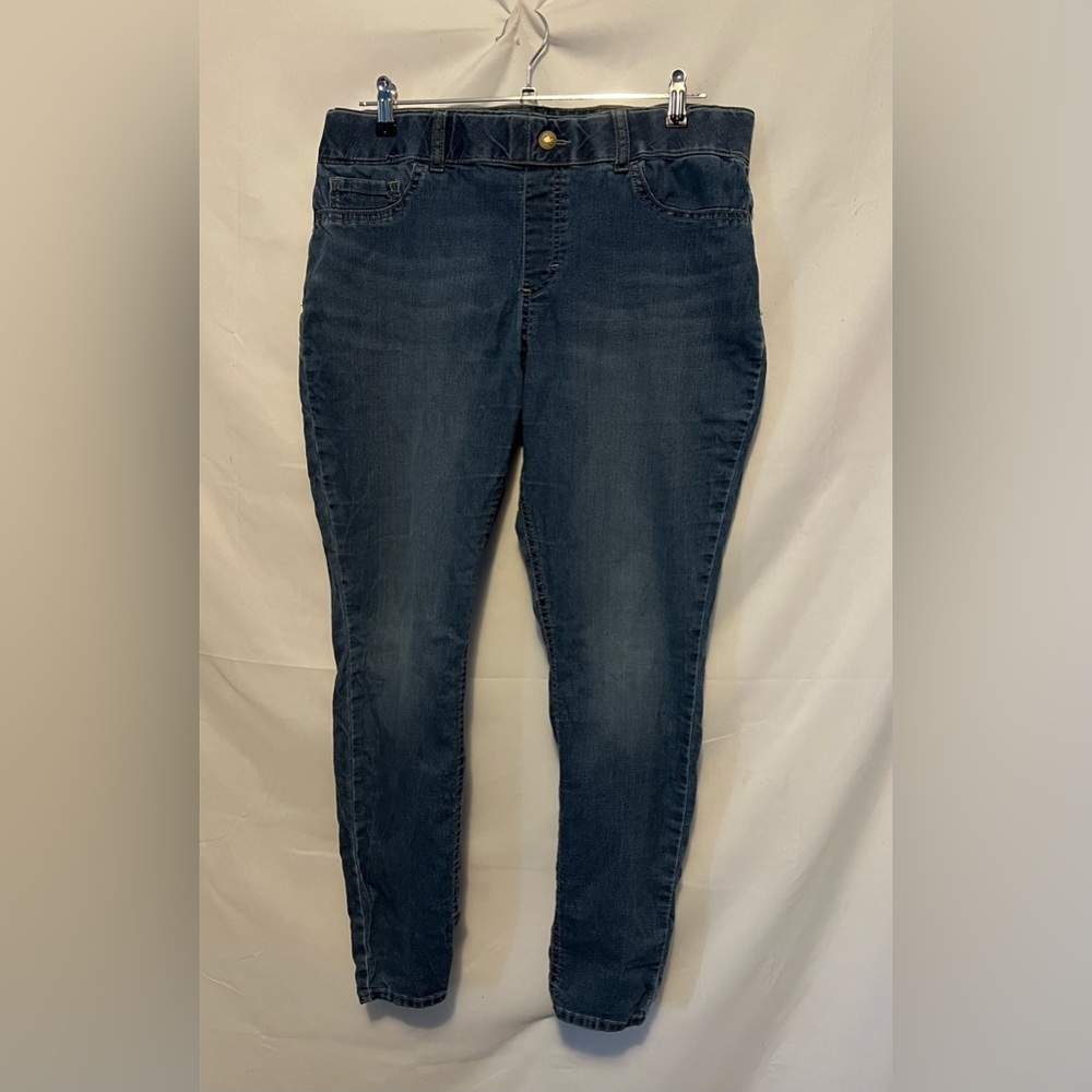 Lee Women Elastic Waist Pull On Mid Rise Denim Skinny Jeans Size L